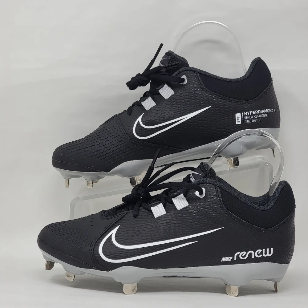 Nike Hyperdiamond 4 Pro Metal Softball Cleats Black CZ5920-010 Womens Size 8 New